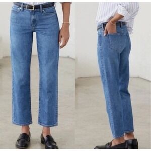 AYR Straight Leg Jeans in Medium Blue Denim